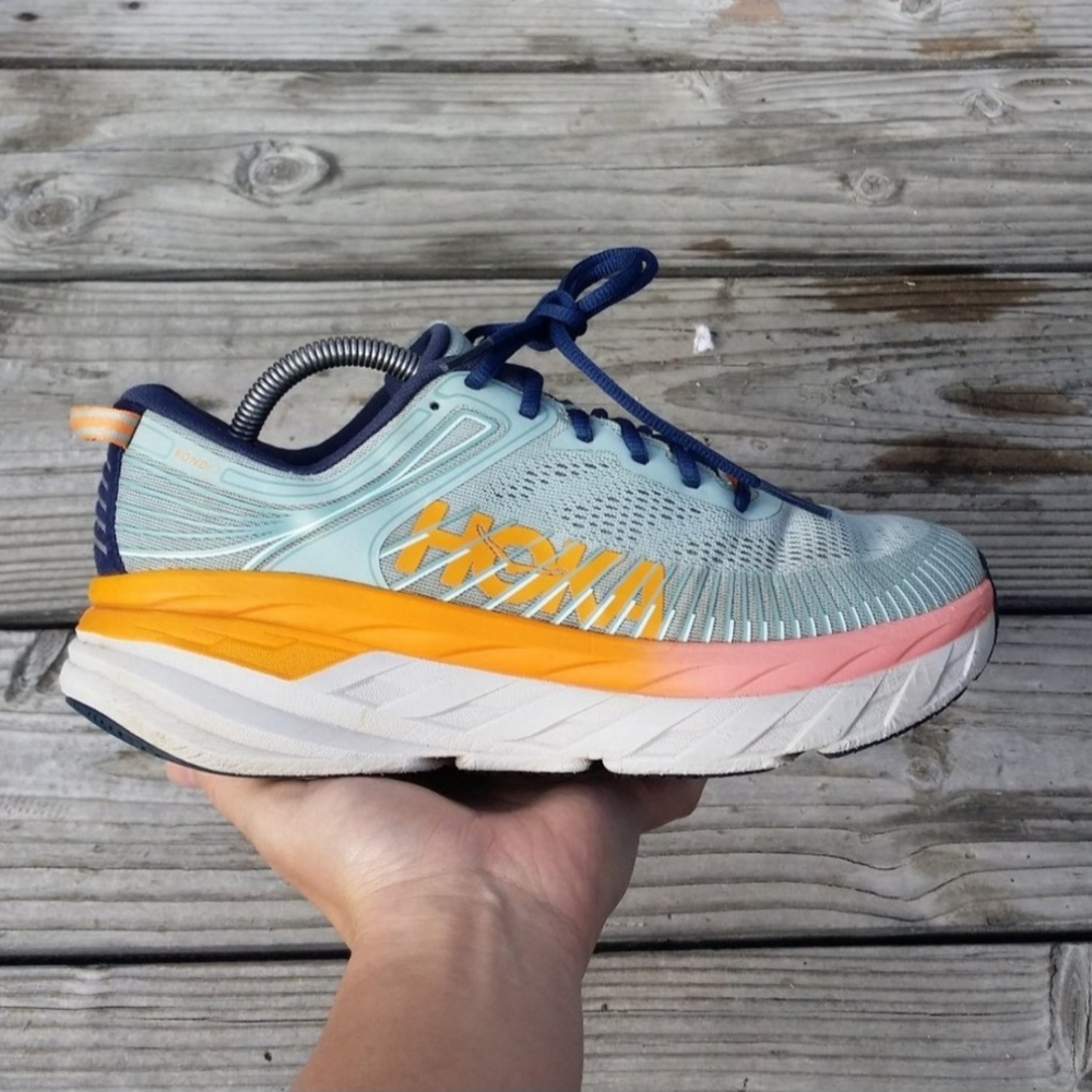 Women Hoka One One Bondi 7 Blue Haze Running Shoes Sneakers Size 10